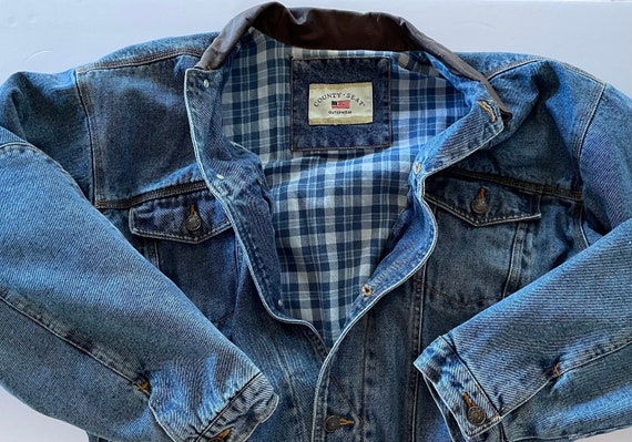 Flannel lined blue jean jacket hot sale