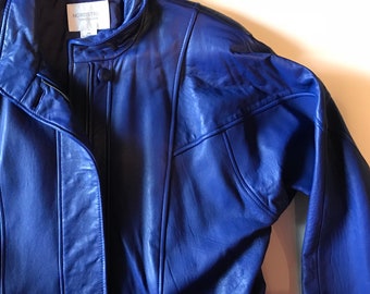 Purple Leather Jacket Coat - So Soft! -  Rich Grape Leather Jacket - Nordstrom - 80s or 90s - Love this!