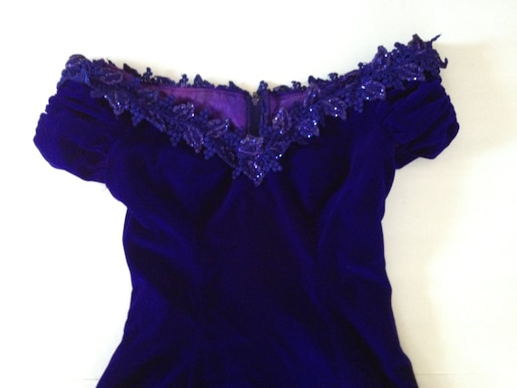 Purple Velvet Dress / Stunning Vintage Royal Purpl