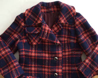 Tartan Plaid Coat Red White Blue Love 