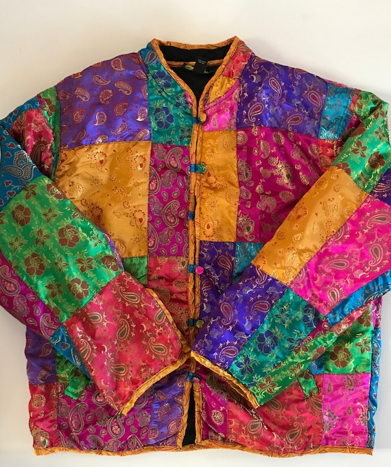 Vintage India Patchwork Quilt Jacket - Amazing! -… - image 1