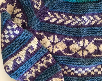 Ethnic Sweater Nepal- Amazing! Complicated Abstract Weave in