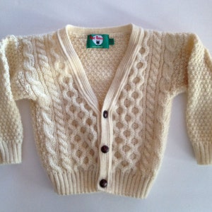 Fisherman Knit Sweater -  Oatmeal Cream Cable Knit - Hand Knit Children&#39;s Cardigan Sweater in Classic Cable Style - Scotland