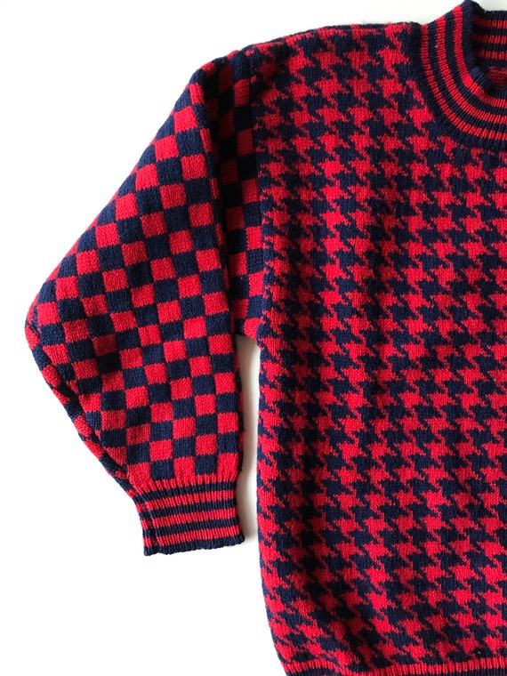 Red houndstooth sweater Clearance