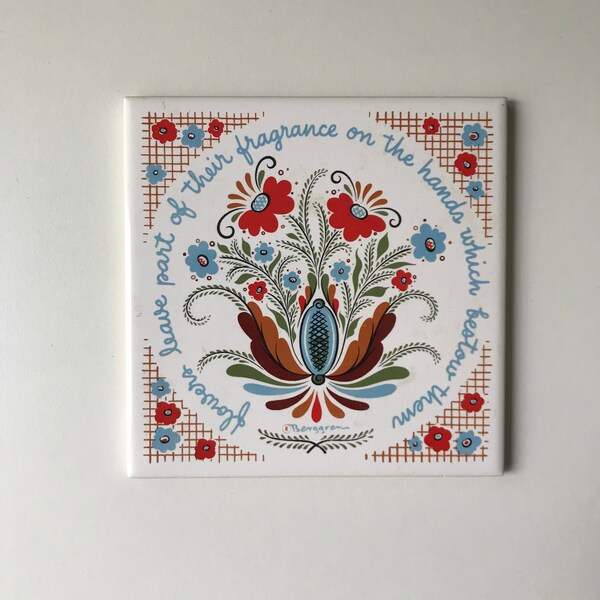 Berggren Scandinavian Tile - Charming! - Folk Floral Rosemaling Nordic Folk Design - Pattern - Scandinavian Pennsylvania Dutch Decor