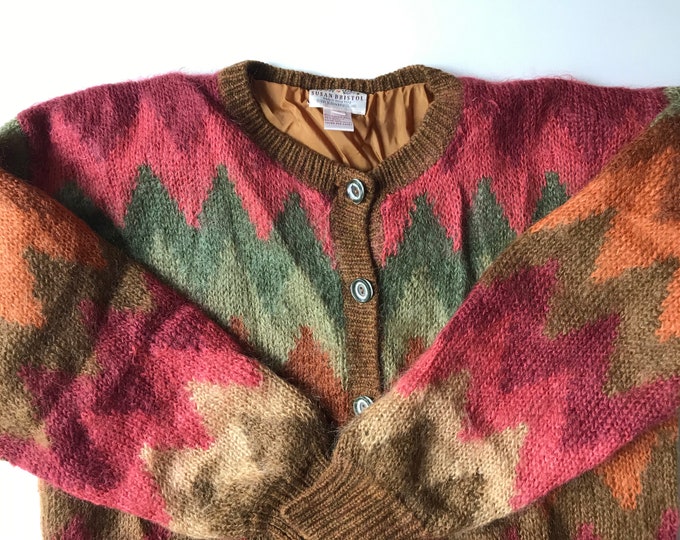 Mohair Sweater Jacket Fantastic Fully Lined Wonderful Chevron Pattern ...