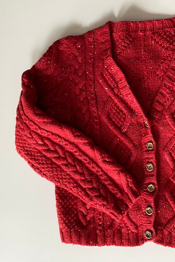 Fisherman Knit Sweater - Lovely Rustic Red w Char… - image 2
