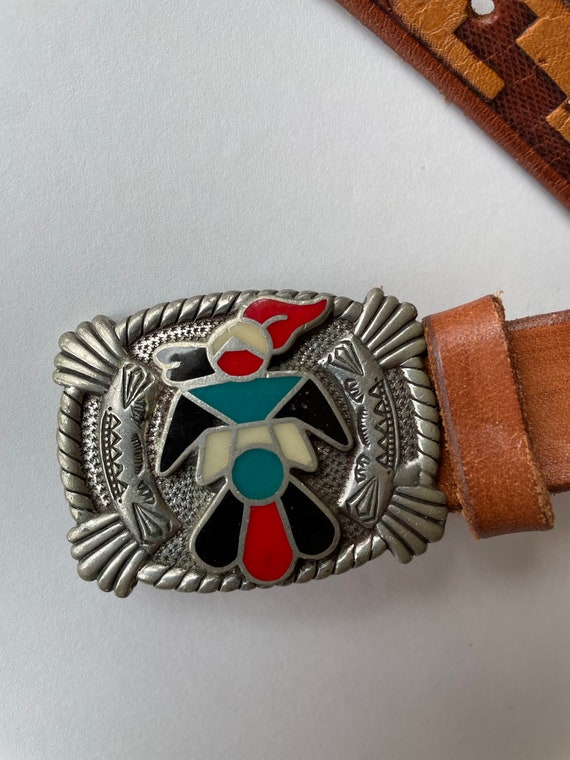 Silver and Black Belt with Red and Turquoise Accents Sequoia main image 4