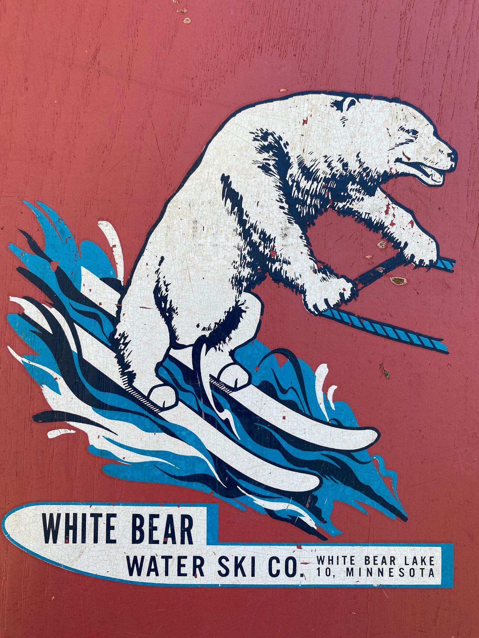 Vintage Water Skis White Bear Water Ski Company Rare Red Color so Cool