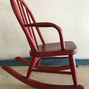 Children's Rocking Chair Charming Small Old School Decor Rustic Red ...