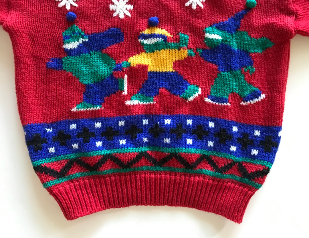 Ice Skating Sweater Enchanting Children Ice Skating Bright Colors Size