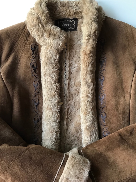 guess sheepskin jacket