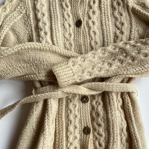Irish Fisherman Sweater - Stunning Vintage Cardigan - Yummy Cream Wool Cable Knit - Rich Thick Chunky Irish Knit - Hand Knit - Belted!