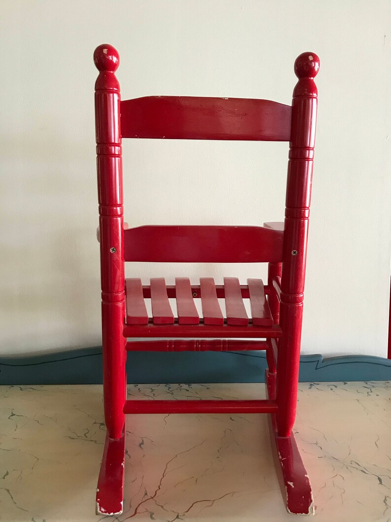 Red Rocking Chair For Kids Charming Small Old School | Etsy