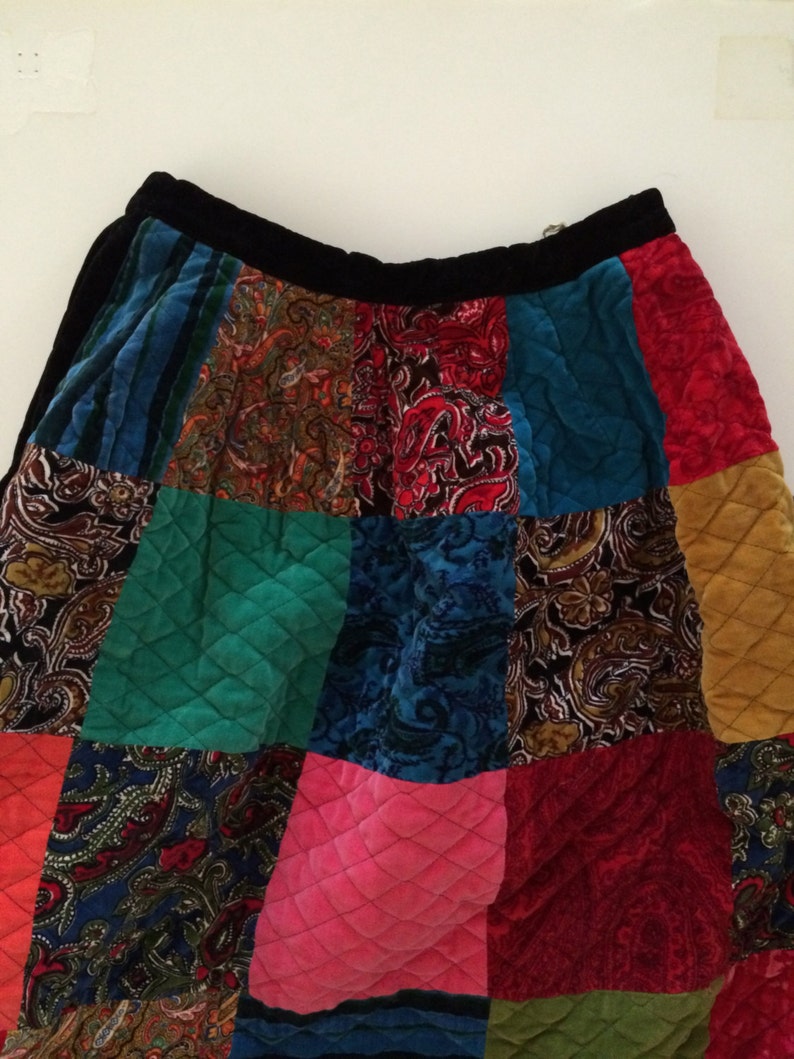 Patchwork Quilt Skirt Velvet Stunning Quilted Patchwork | Etsy