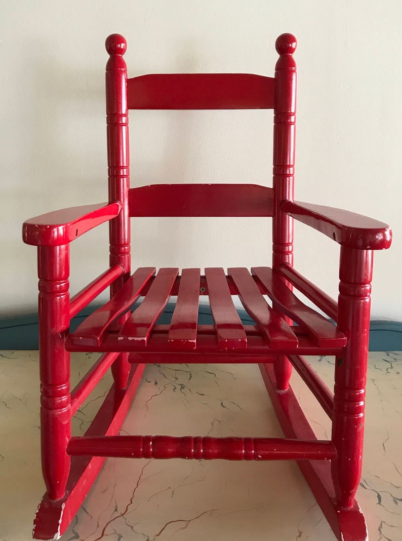 Red Rocking Chair For Kids Charming Small Old School | Etsy