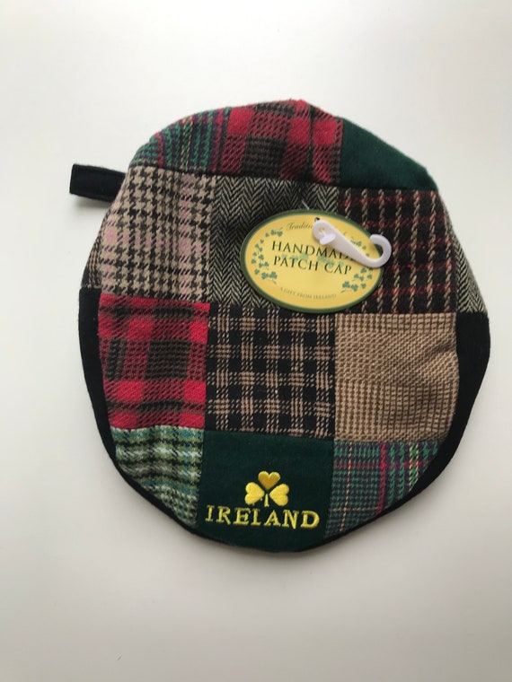 Tartan Plaid Hat -Irish Tweed Tam Beret - Patchwor
