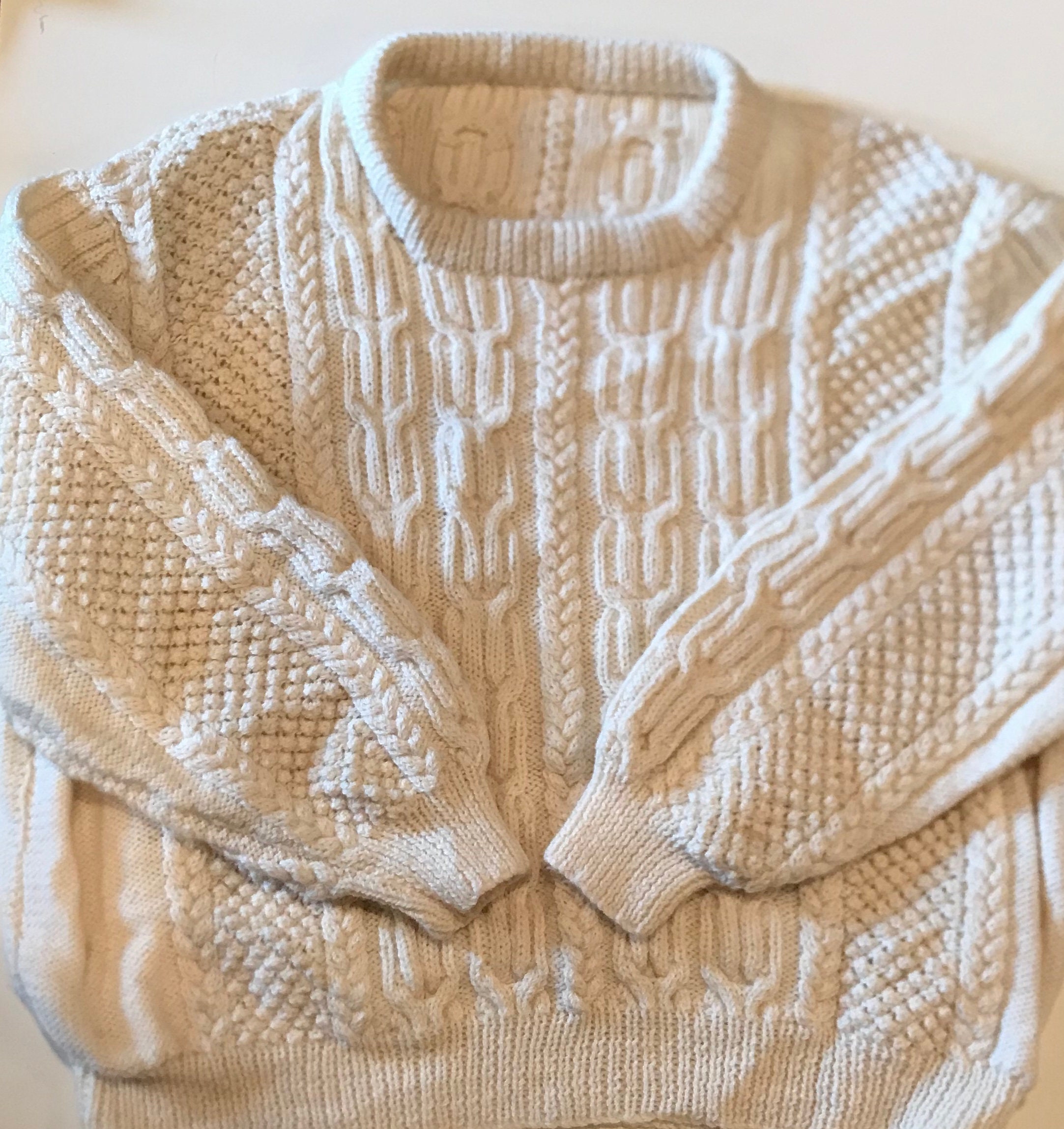 Fisherman Knit Sweater Yummy & Toasty Creamy Oatmeal Cable - Etsy