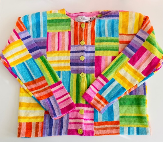Sherbet Patchwork Sweater - This Sweater is Amazing ! - Yummy Tropical Colors - Charming Spring - Summer - Garden Party - Resort Wear
