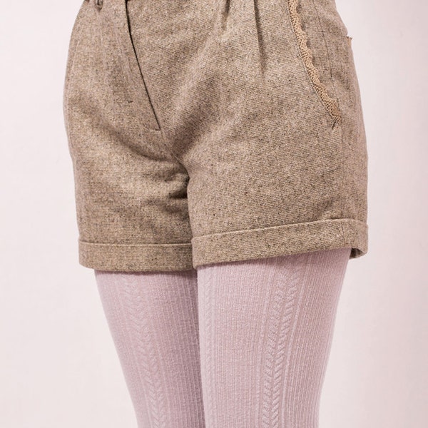 Tweed woolen winter shorts