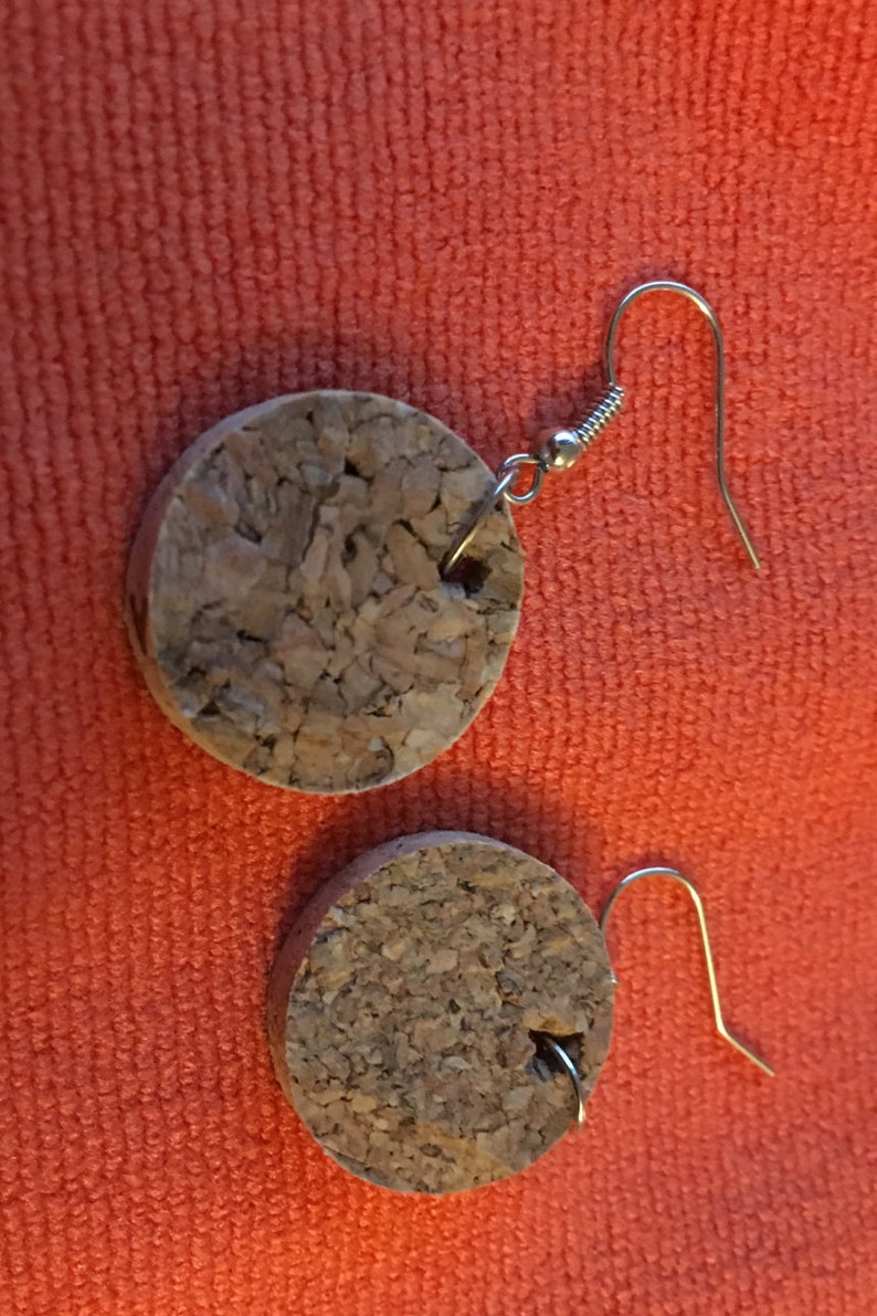 Cork Earrings Dangle and Drop Everyday Wear Cork Crafts Etsy