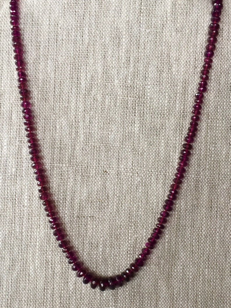 Rhodolite garnet bead necklace with a 18k yellow gold clasp | Etsy