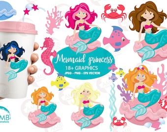 Mermaid clipart, mermaid princess, commercial use, vector graphics, digital clip art, digital images, AMB-818