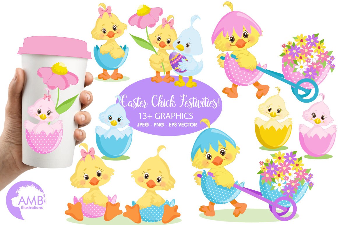 Easter Chick Clipart, Chickadee Clipart, Easter Clipart, Easter Egg C…