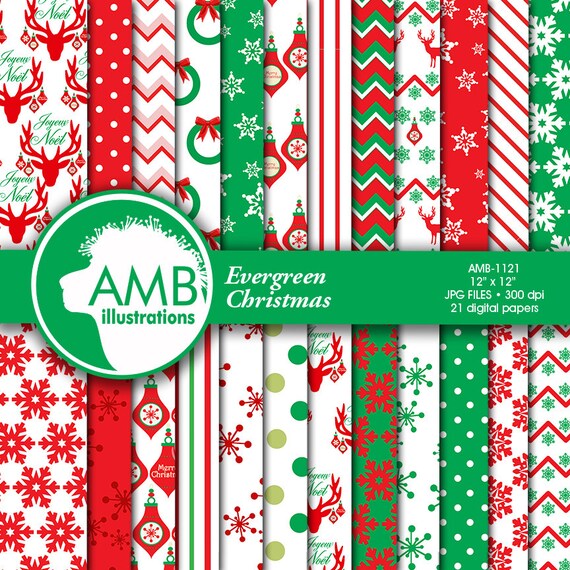 Holiday Backgrounds instant download AMB-1113 Traditional Christmas digital paper comm-use digital clipart Scrapbooking