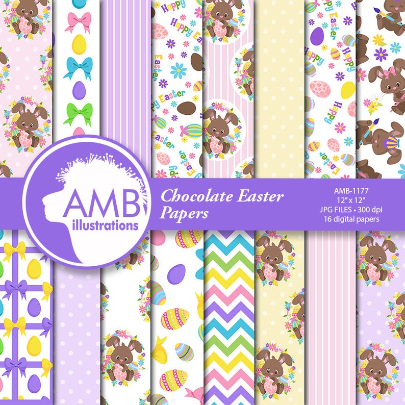 Chocolate Easter Bunny Papers Easter Ribbons Paper Chocolate image 1