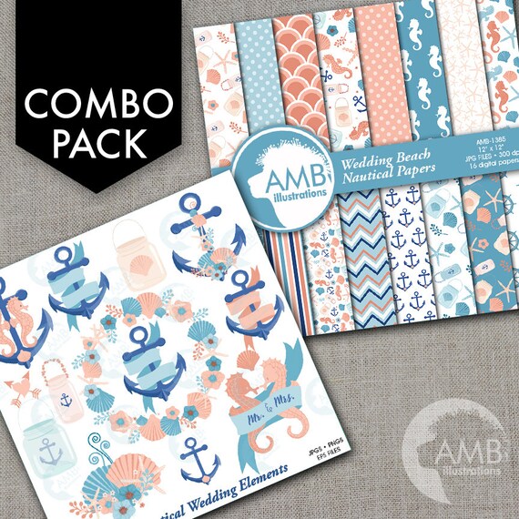 Combo Nautical Clipart And Digital Papers Nautical Beach