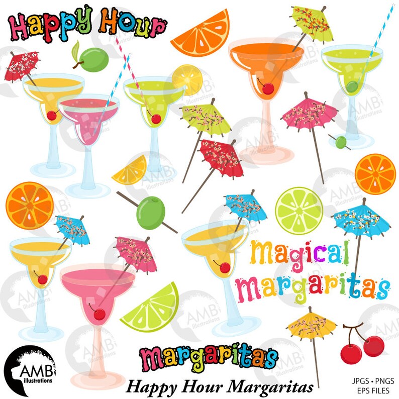 Margarita Clipart happy Hour Clipart Margarita glass Etsy