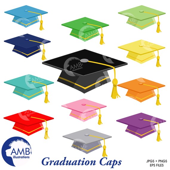 Graduation caps, Graduation caps clipart, commercial use, AMB-882 Il_570xn