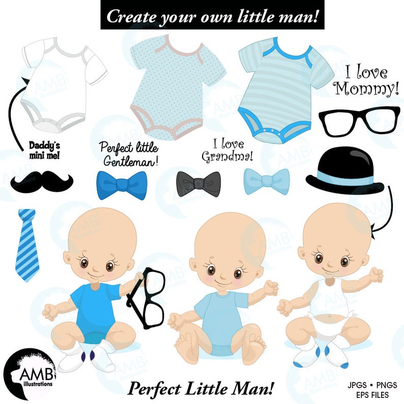 Baby boy clip art baby boy birthday clipart create your own | Etsy