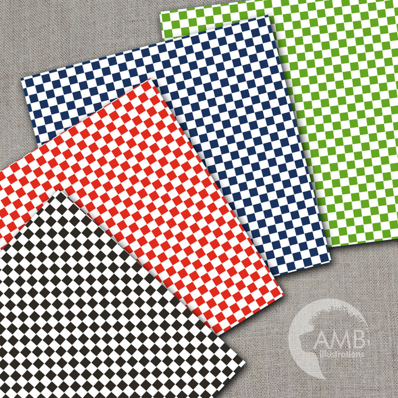 Checkered Digital Papers Checkers Color on White Digital | Etsy