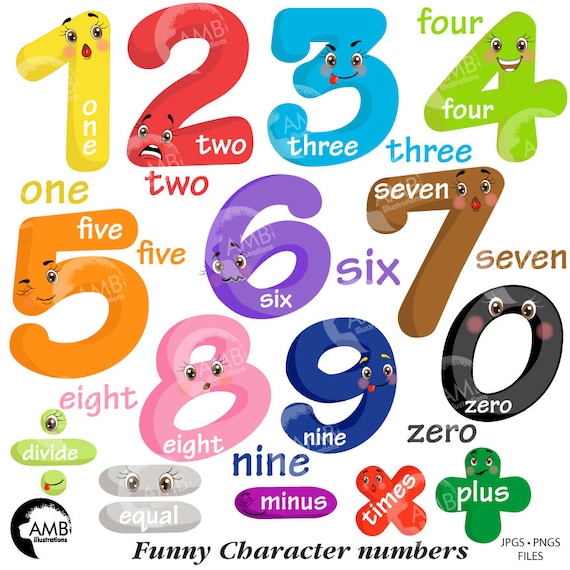 Download Free Funny Emoticon Numbers Clipart Number Faces Counting Numbers Etsy PSD Mockup Template