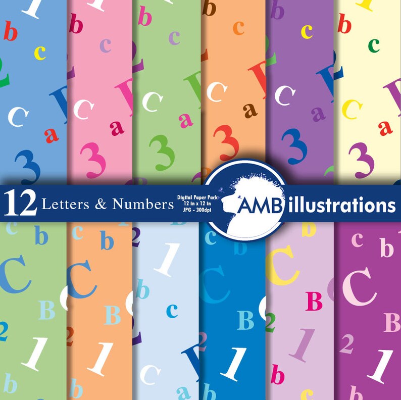 Alphabet papers Number papers colorful numbers scrapbook Etsy