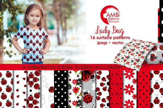 Ladybug digital papers, Red ladybug papers, Insects, Sweet ladybug papers, polkadot paper, ladybug papers, comm-use, AMB-1928 Il_570xn