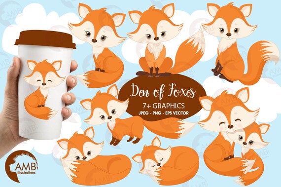 Download Fox Clip Art Cute Fox Clipart Fox Love Clipart Mother And Etsy