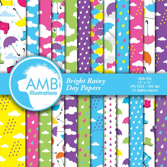 Rainy Day Digital Paper Weather Paper Rainy Day Images | Etsy