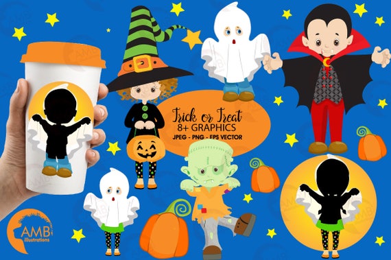 Halloween clipart, Halloween costume clipart, Vampire clipart, witch clipart, ghost clipart, Frankenstein clipart, commercial use, AMB-2260 Il_570xn