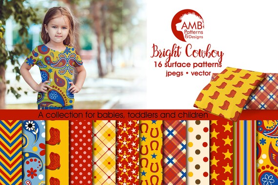 Cowboy Digital Paper, Cowboys in Bright Colors, Western Theme Scrapbooking papers, The Old West Digital Papers, Commercial Use, AMB-1976 Il_570xn