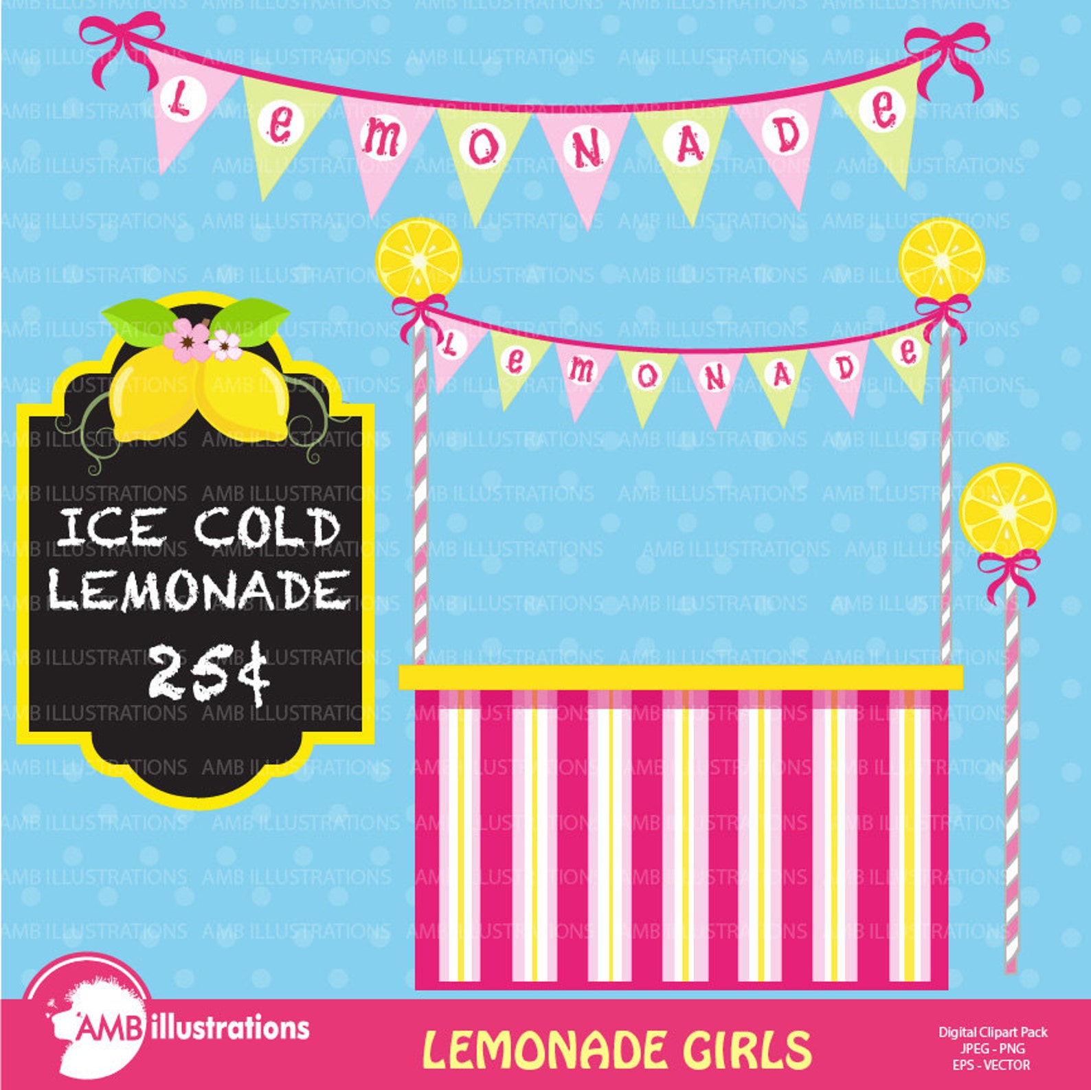 Lemonade Stand Clipart Lemonade Clipart Lemon Clip Art Etsy