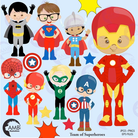 Superhero Kids Clipart Super Hero Kids Superkids Clipart Etsy