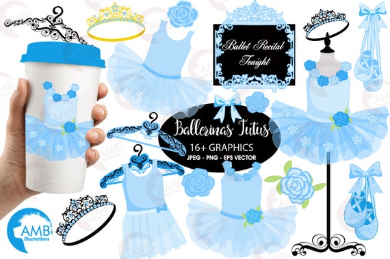 Ballerina clipart, Ballet clipart, ballerina tutus, Blue Ballet Costumes, for invites and scrapbooking, commercial use, AMB-1319 Il_570xn