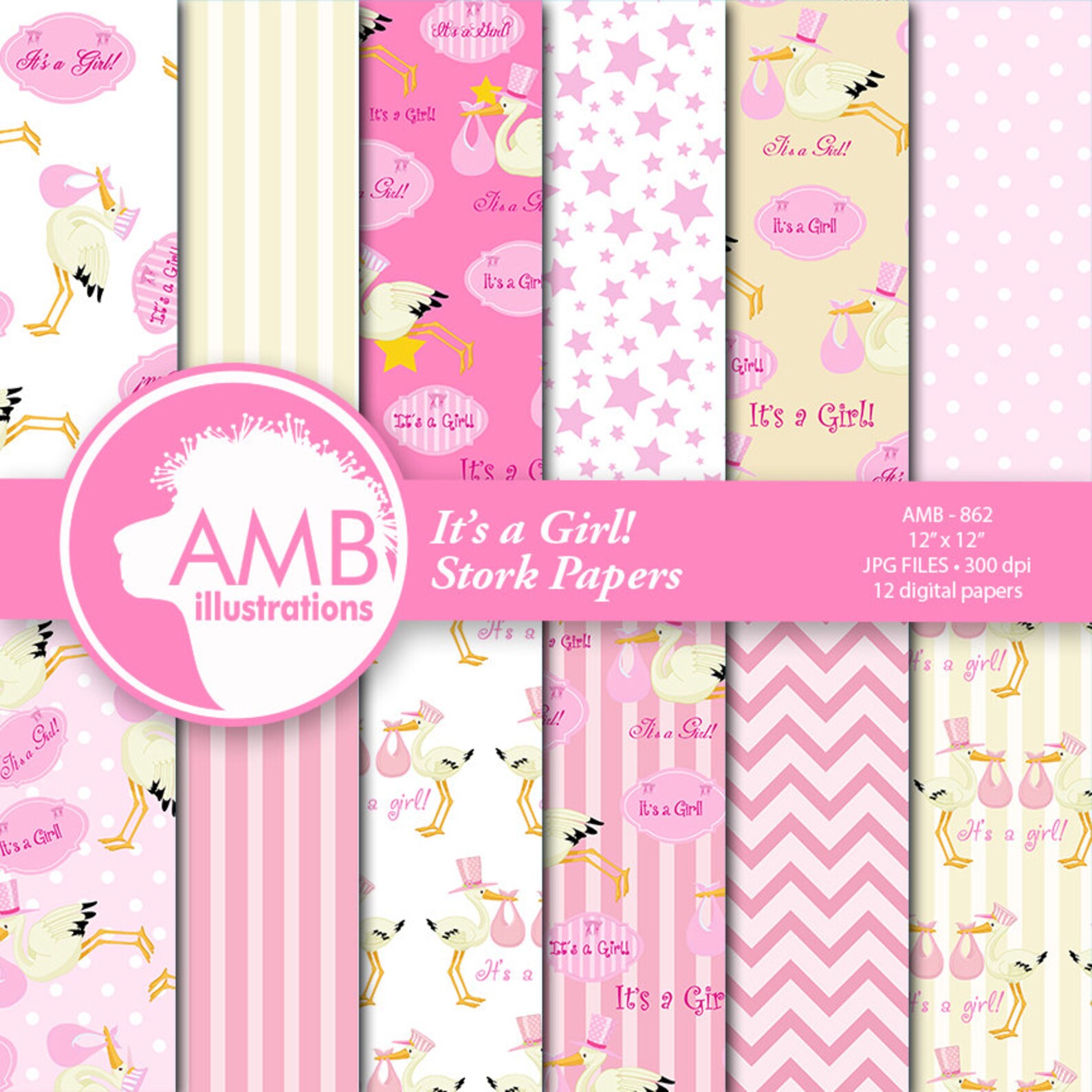 Baby Shower Papers Girl Baby Shower Papers It's a Girl Etsy