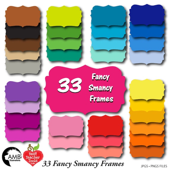 Frames Clipart, Fancy Bright Colored Frames, Scrapbooking, Solid Color Frames Clipart, Pantone Colors, Commercial Use, AMB-1906 Il_570xn