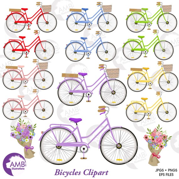 Download Wedding Bicycle Clipart Bicycle Clipart Bicycle And Flowers Etsy PSD Mockup Templates