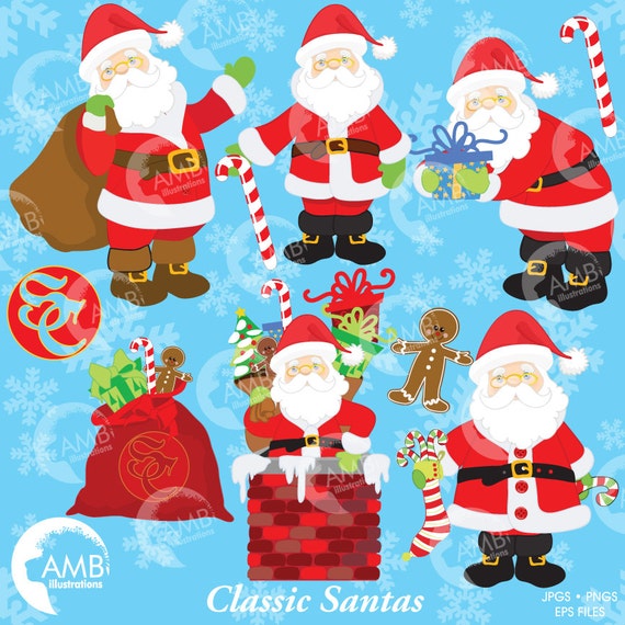 Santa Clipart, Santa Claus Clipart, Christmas Clipart, Jolly Old Saint Nick Digital Clipart, Commercial Use, AMB-198 Il_570xn