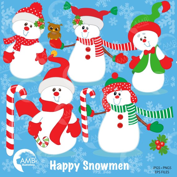 Snowman Clipart Christmas Snowman Clipart Holiday Clipart Etsy